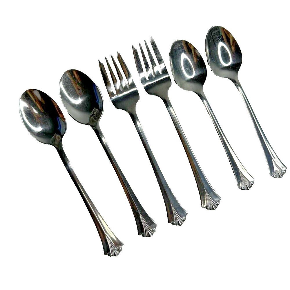 Pfaltzgraff Ashcroft Stainless Silverware Replacement 6 Pc Spoon‎ Fork